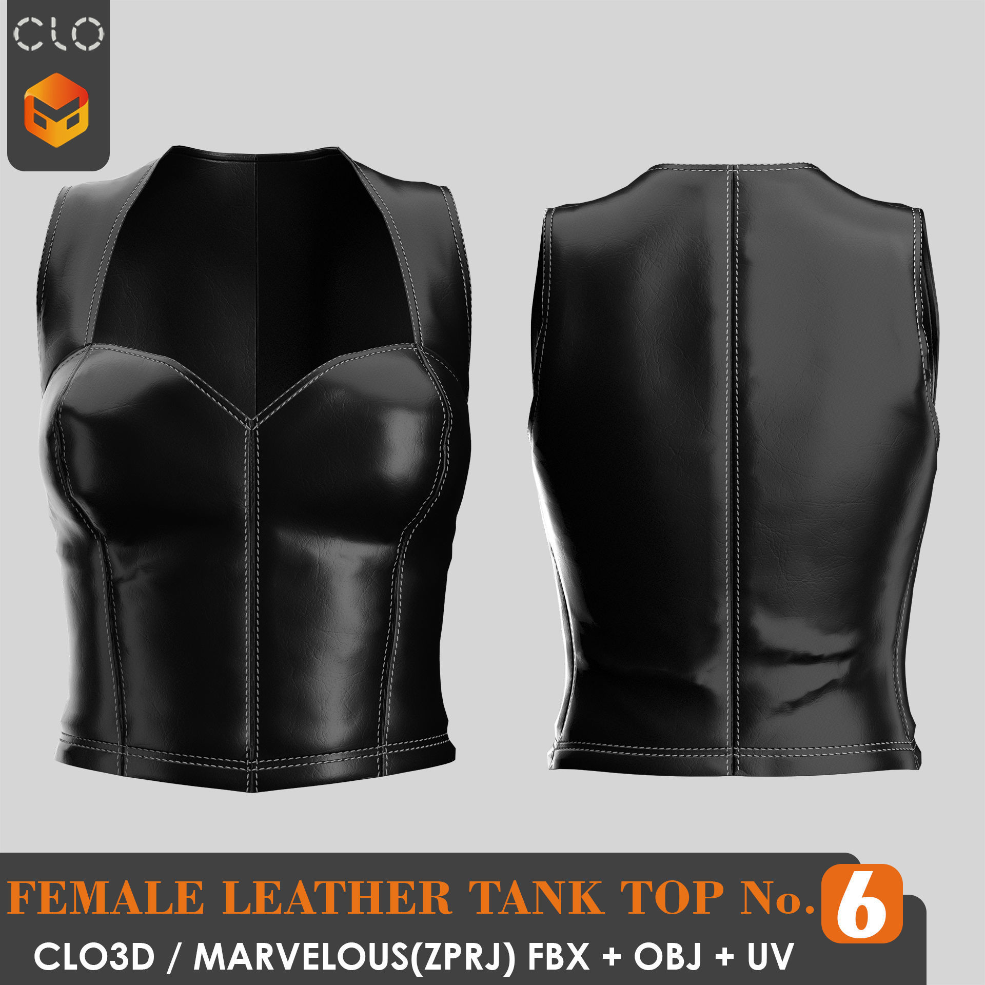 8 FEMALE LEATHER TANK TOP 3D model_32