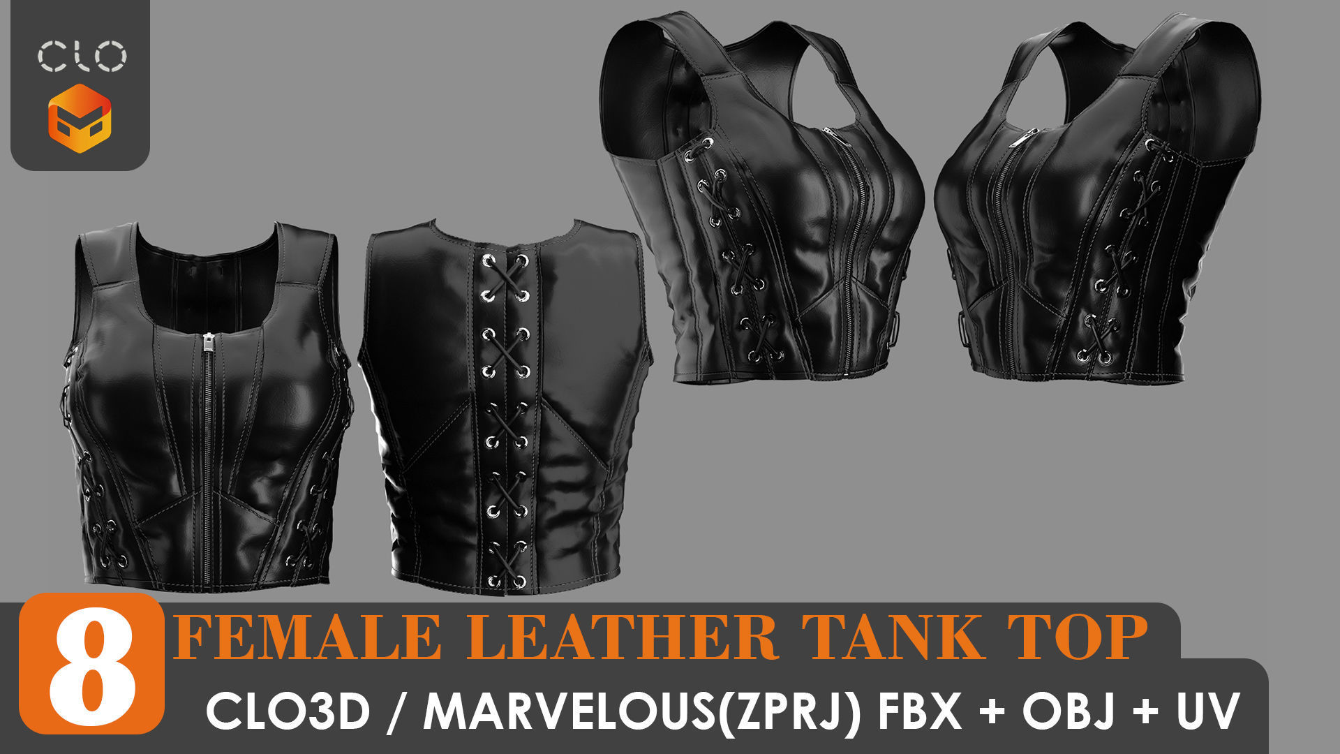 8 FEMALE LEATHER TANK TOP 3D model_43