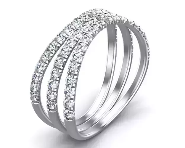 Engagement Diamonds Ring with Triple Row French Pave Shank