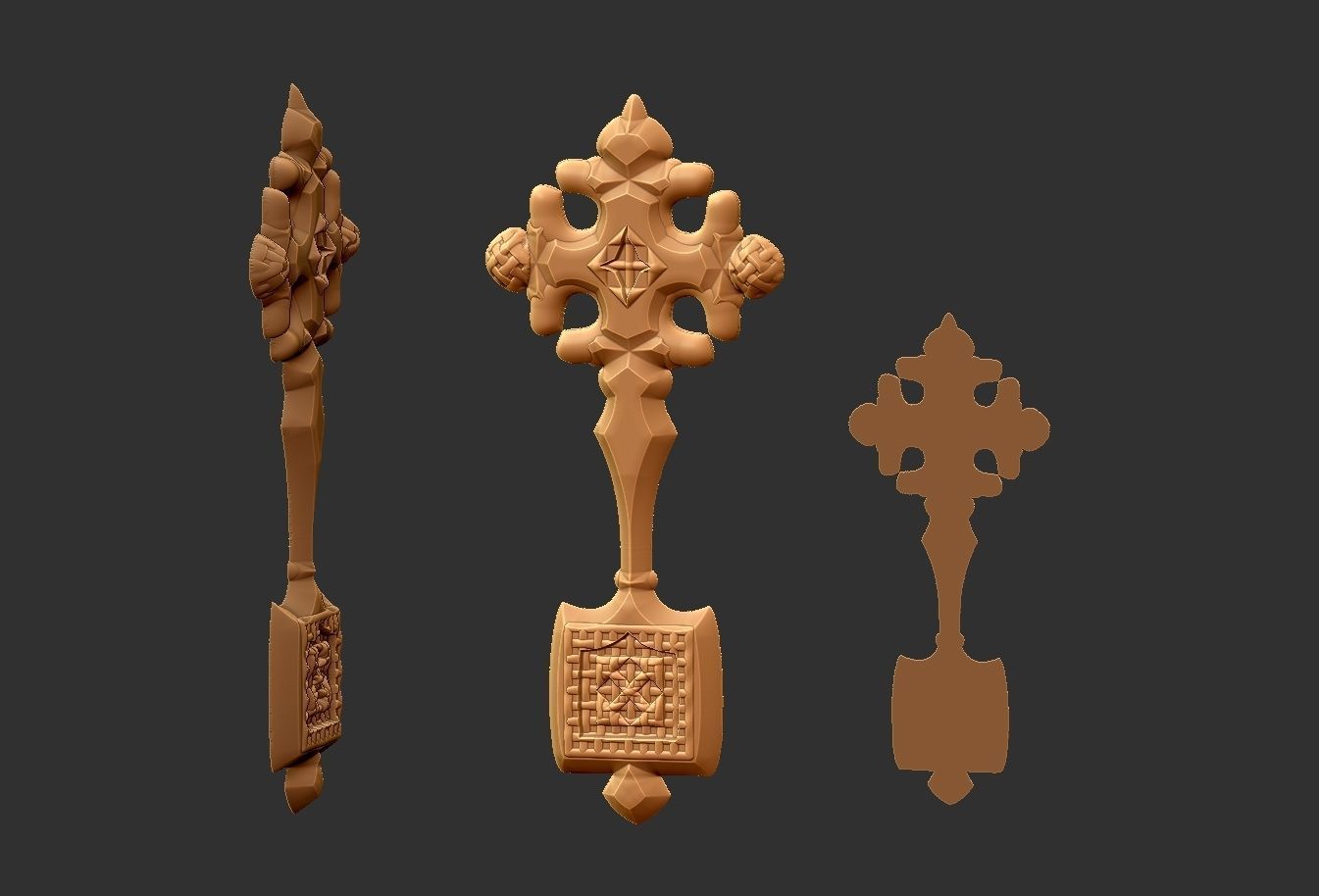 Cross antique carved jewel 3D print model_5