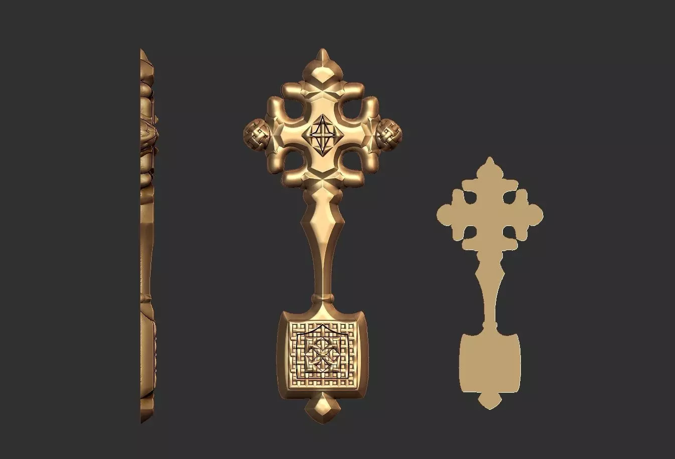 Cross antique carved jewel 3D print model_0