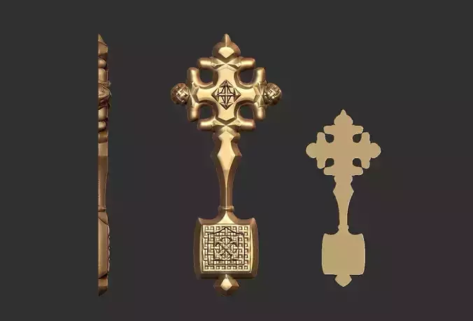 Cross antique carved jewel