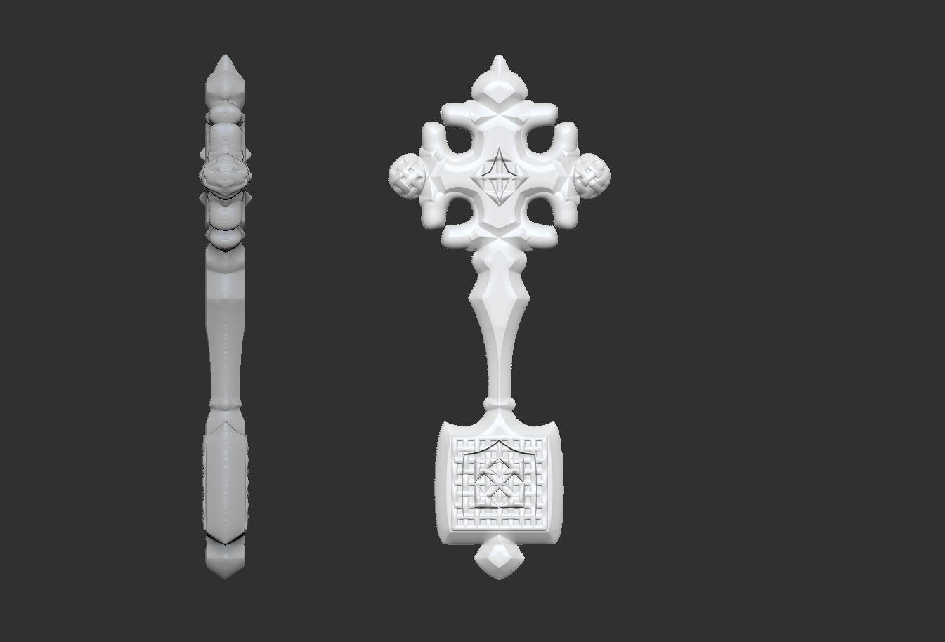 Cross antique carved jewel 3D print model_10