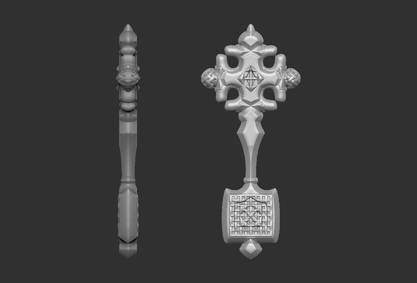 Cross antique carved jewel 3D print model_9