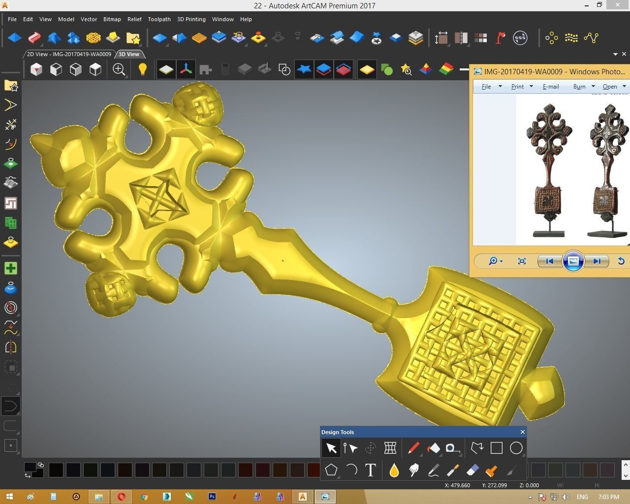 Cross antique carved jewel 3D print model_3