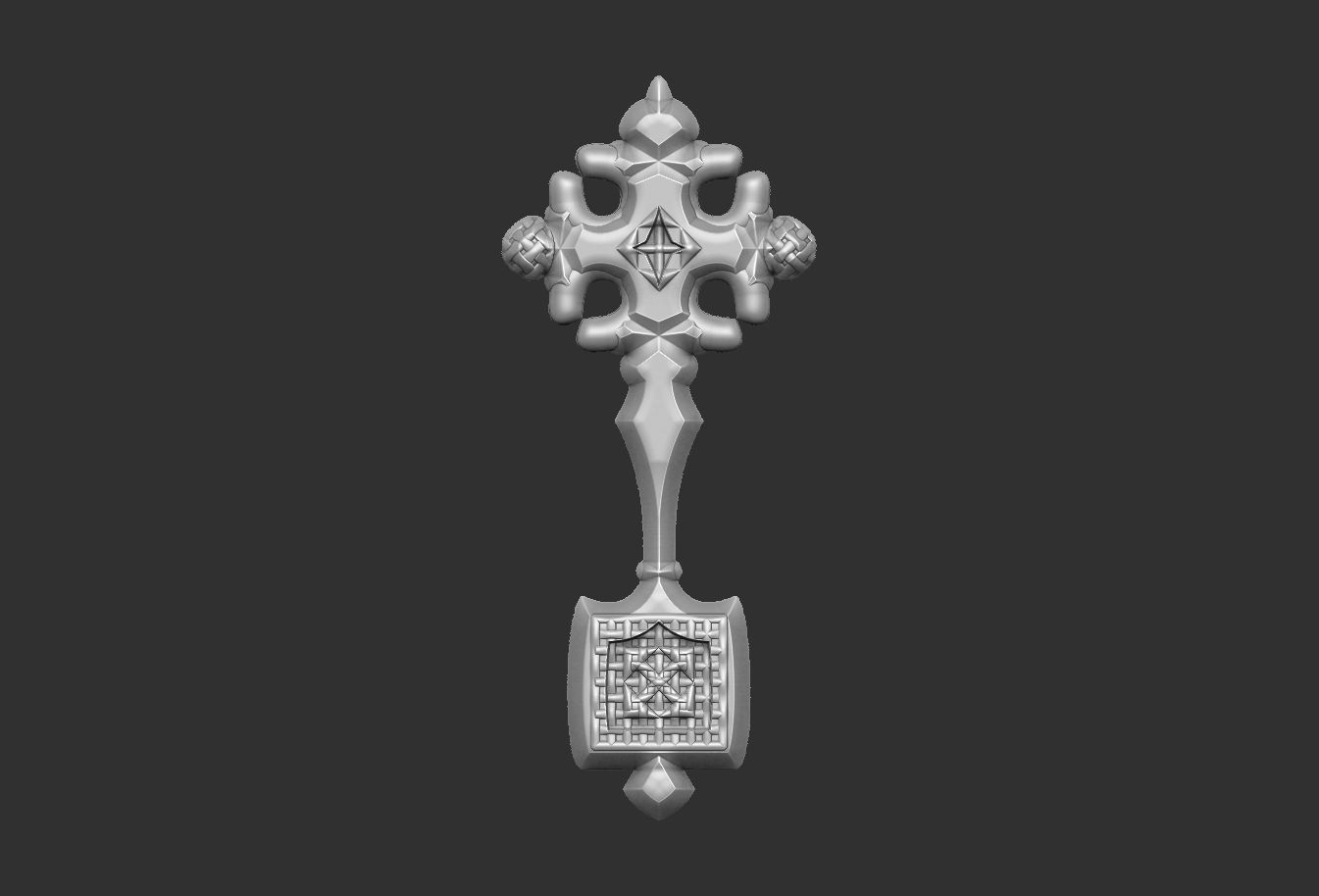 Cross antique carved jewel 3D print model_6