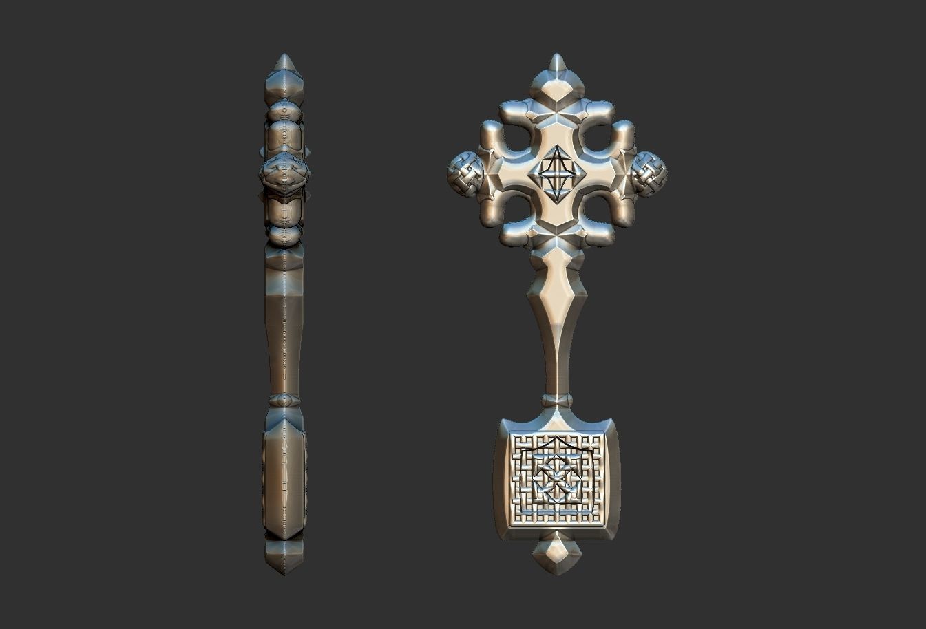 Cross antique carved jewel 3D print model_8