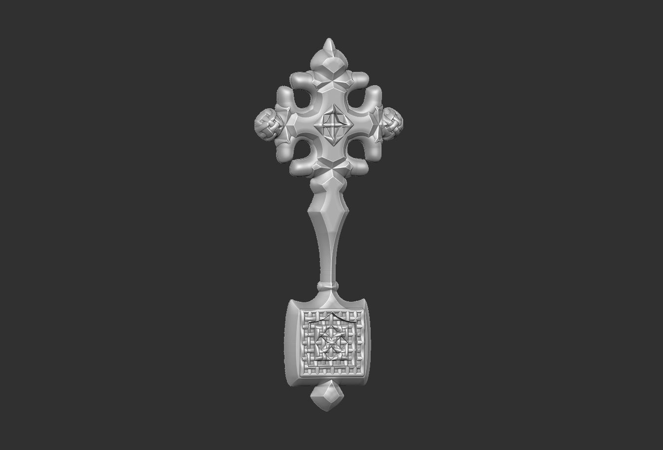 Cross antique carved jewel 3D print model_1