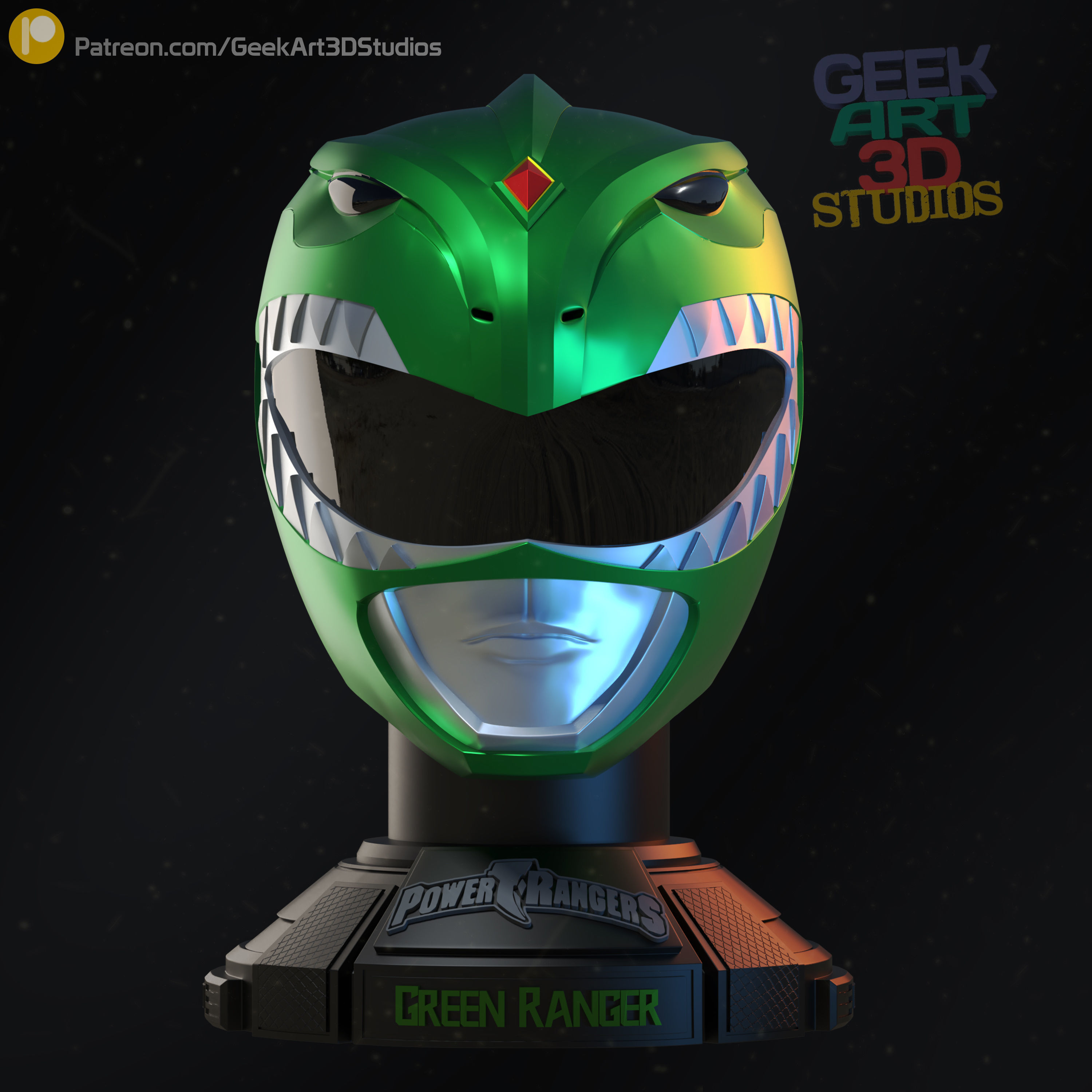 Busts Might Morphin Power Rangers - Ziuranger - 6  included 3D print model_3