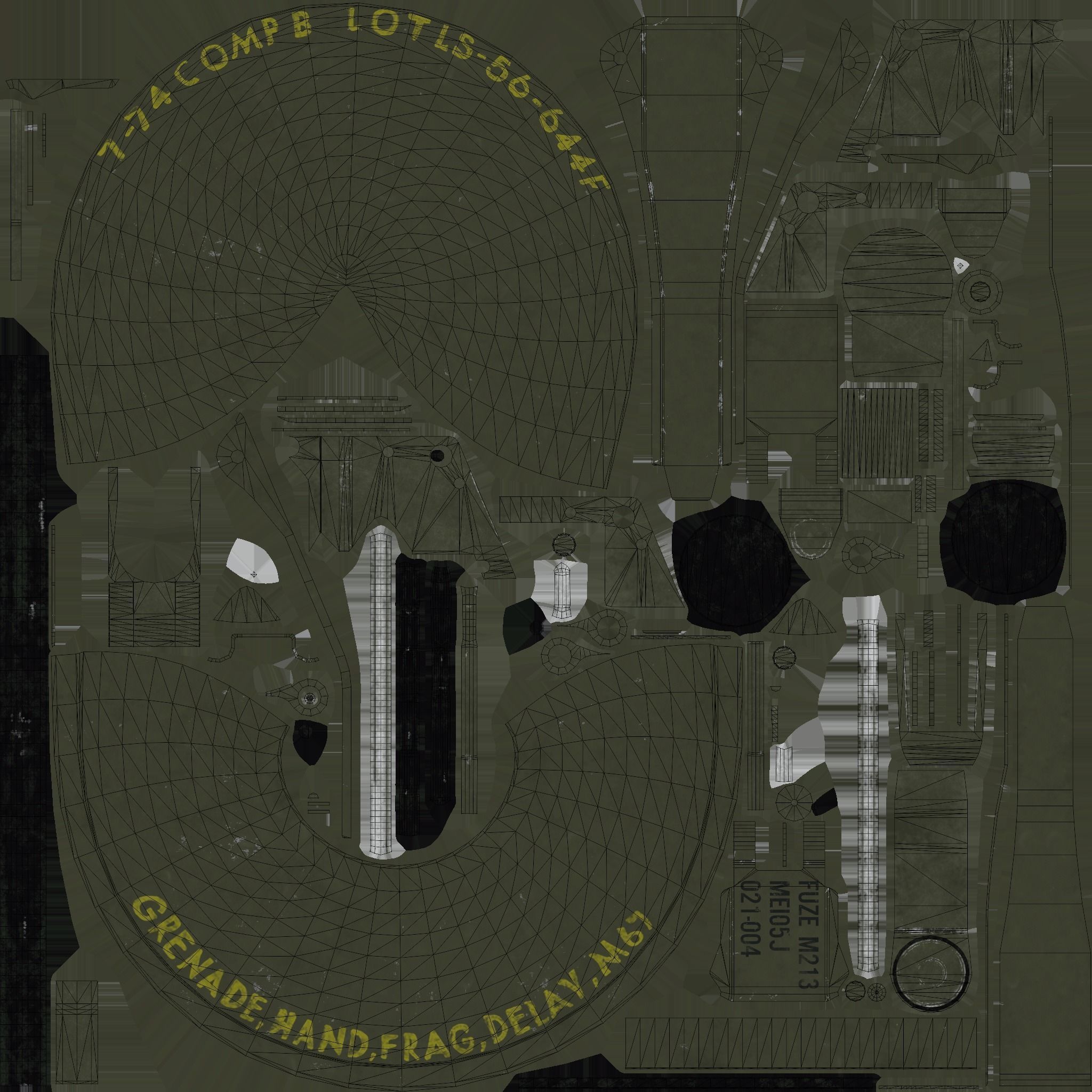 M67 Hand Grenade Low-poly 3D model_12