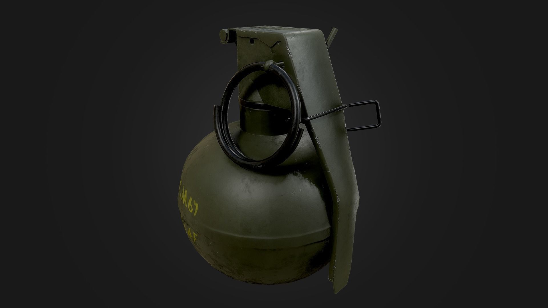 M67 Hand Grenade Low-poly 3D model_9