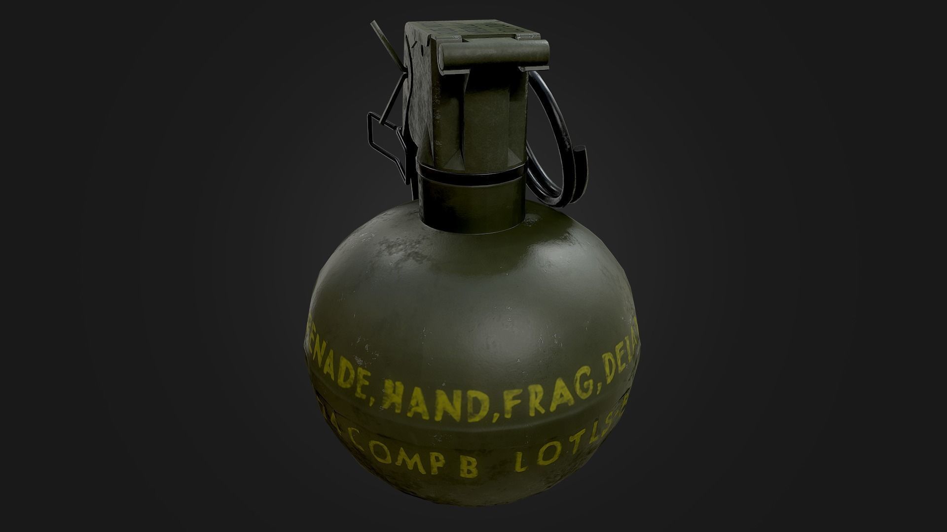 M67 Hand Grenade Low-poly 3D model_8