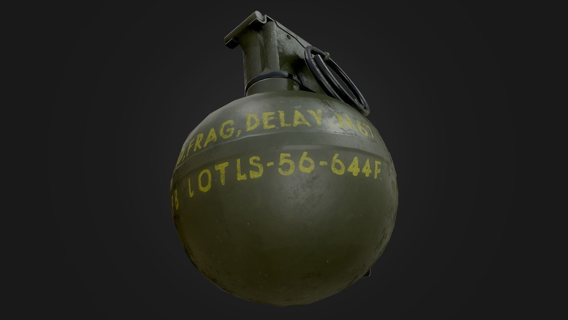 M67 Hand Grenade Low-poly 3D model_5
