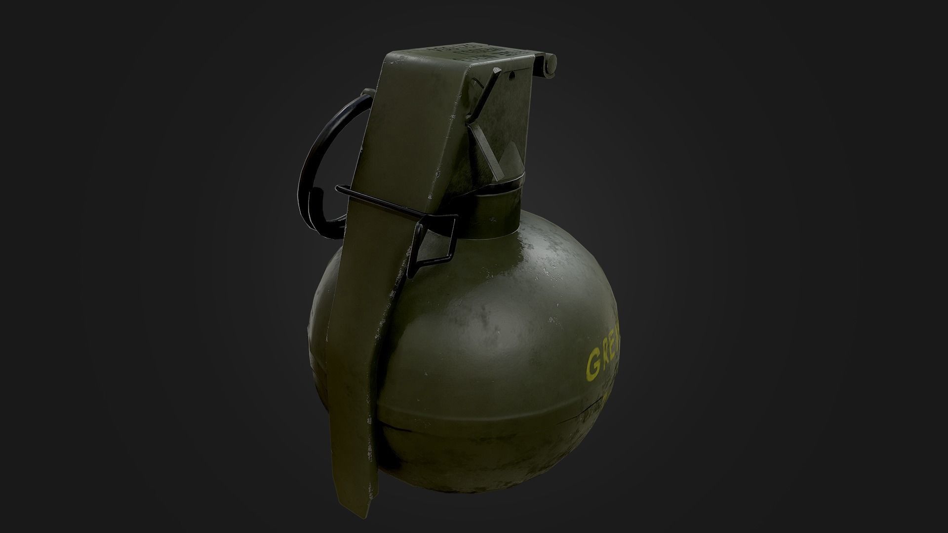 M67 Hand Grenade Low-poly 3D model_3