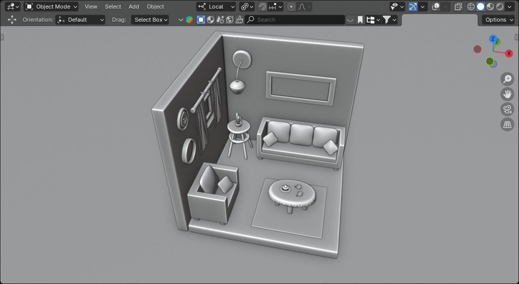 3d Isometric Living Room Design 3D model_10
