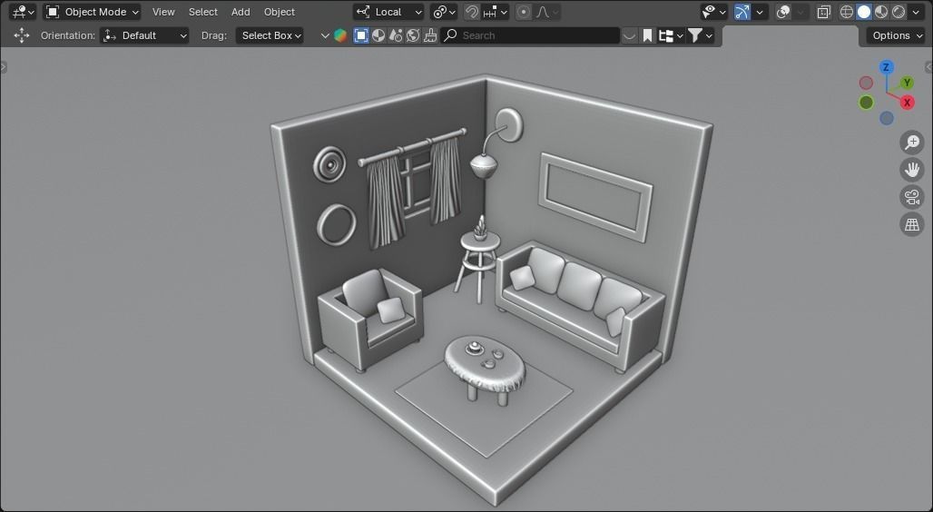 3d Isometric Living Room Design 3D model_9