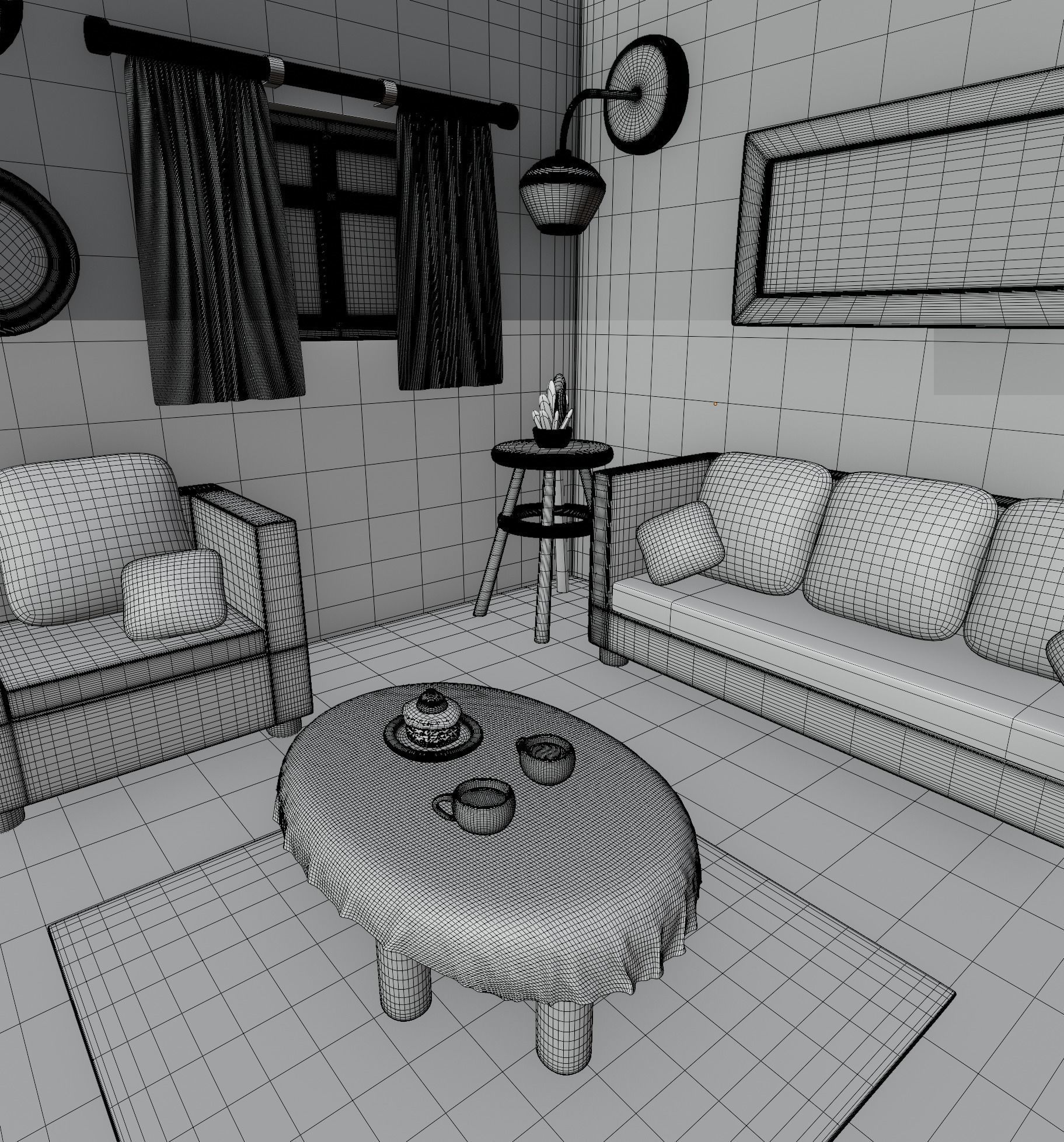 3d Isometric Living Room Design 3D model_7