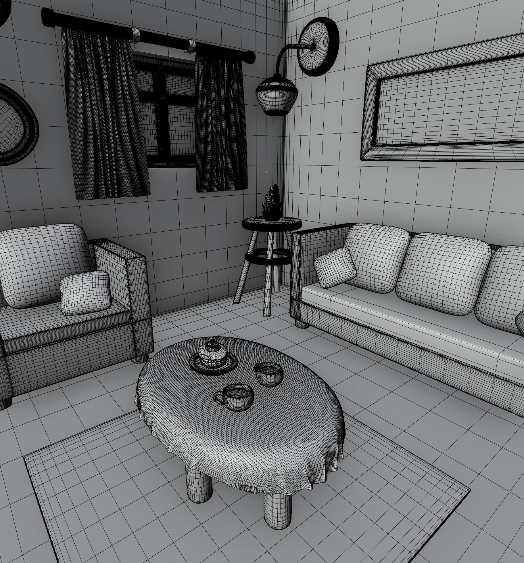 3d Isometric Living Room Design 3D model_8