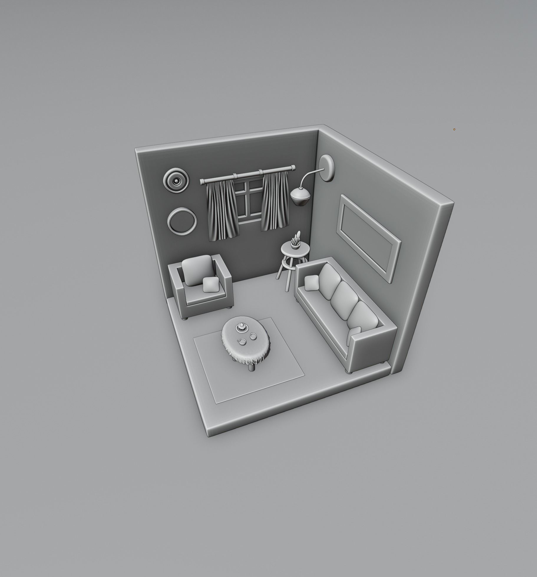 3d Isometric Living Room Design 3D model_4