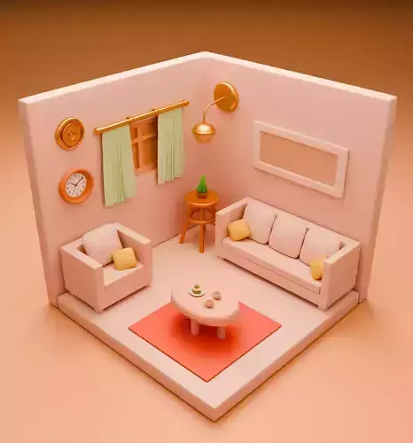 3d Isometric Living Room Design 3D model