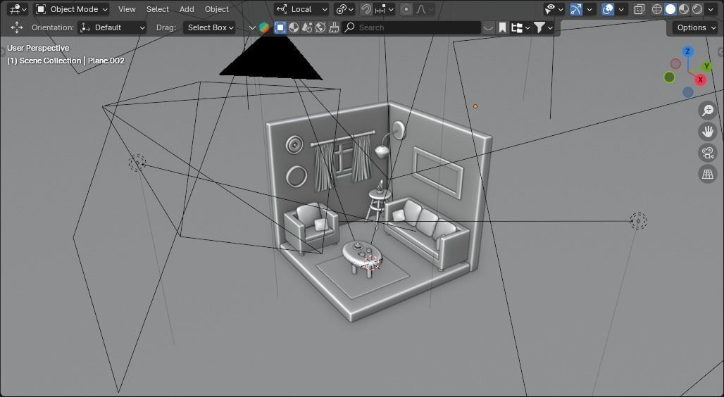 3d Isometric Living Room Design 3D model_11