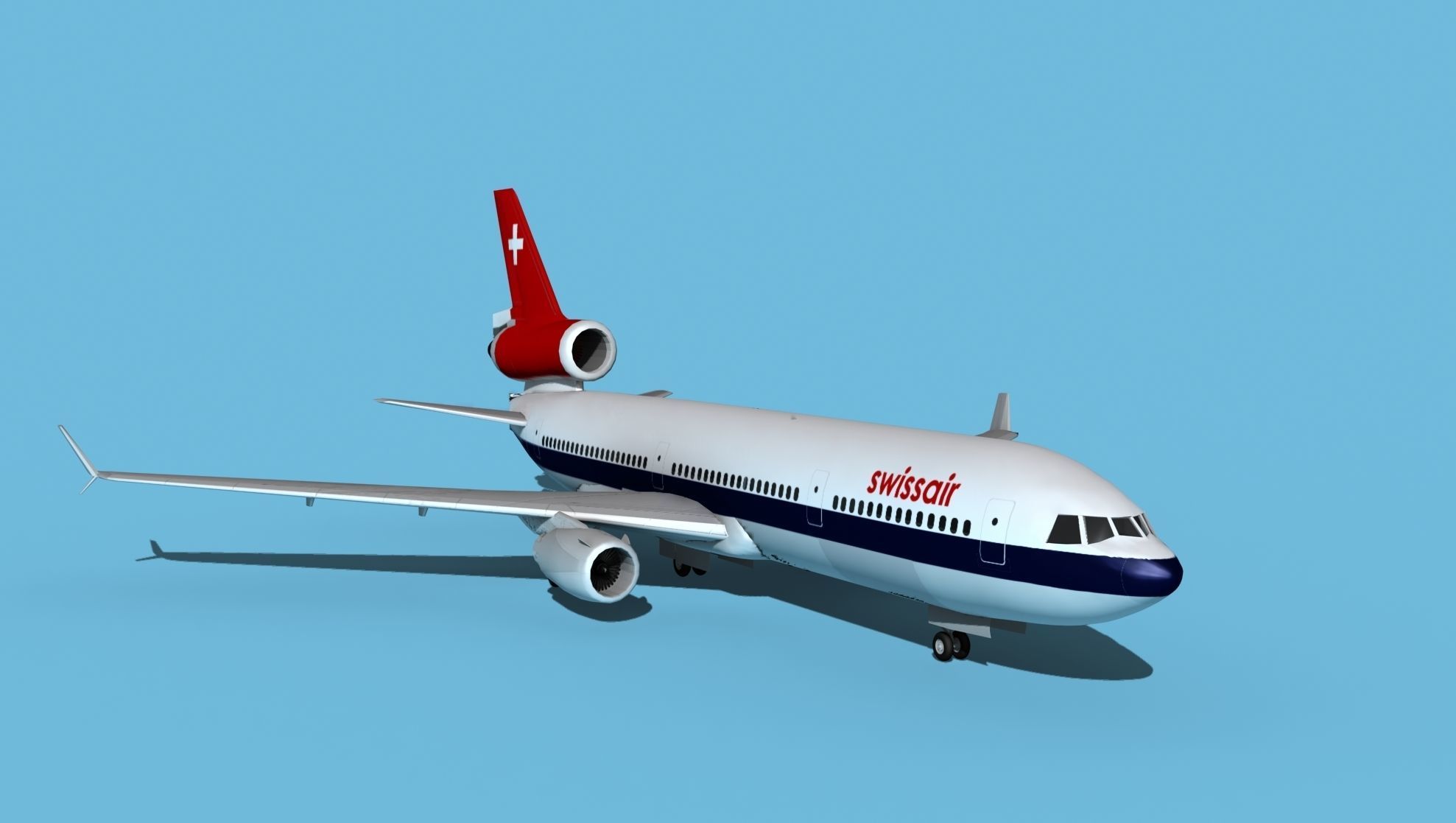 McDonnell Douglas MD-11 Swiss Air 3D model rigged | CGTrader