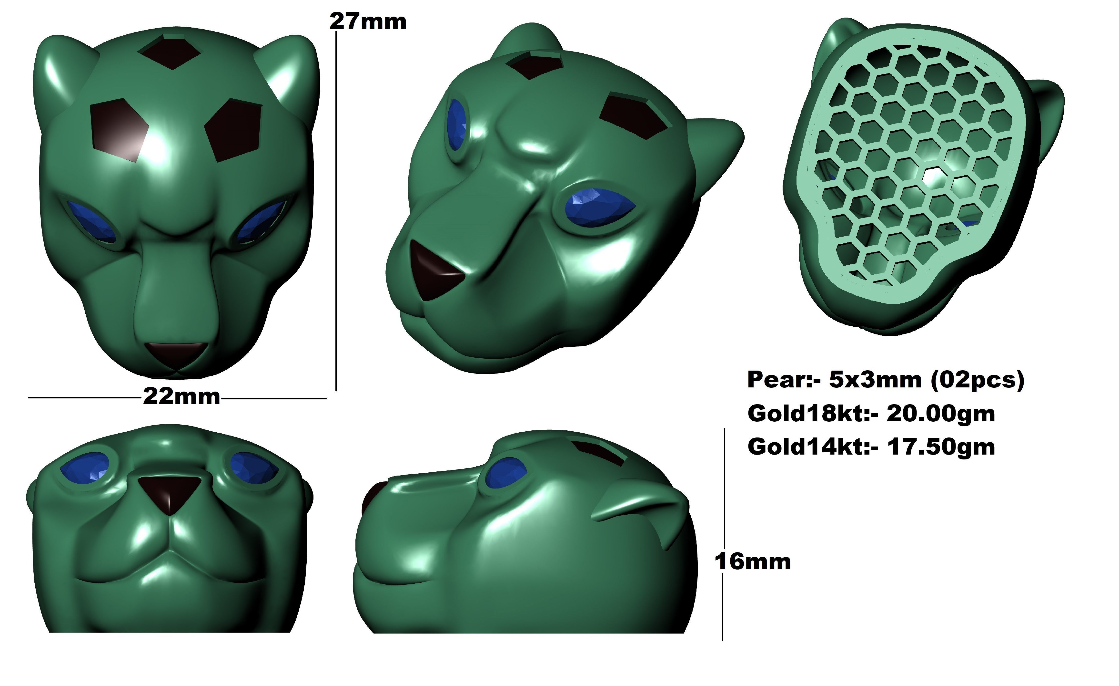 Panther head pendent 3D print model_2