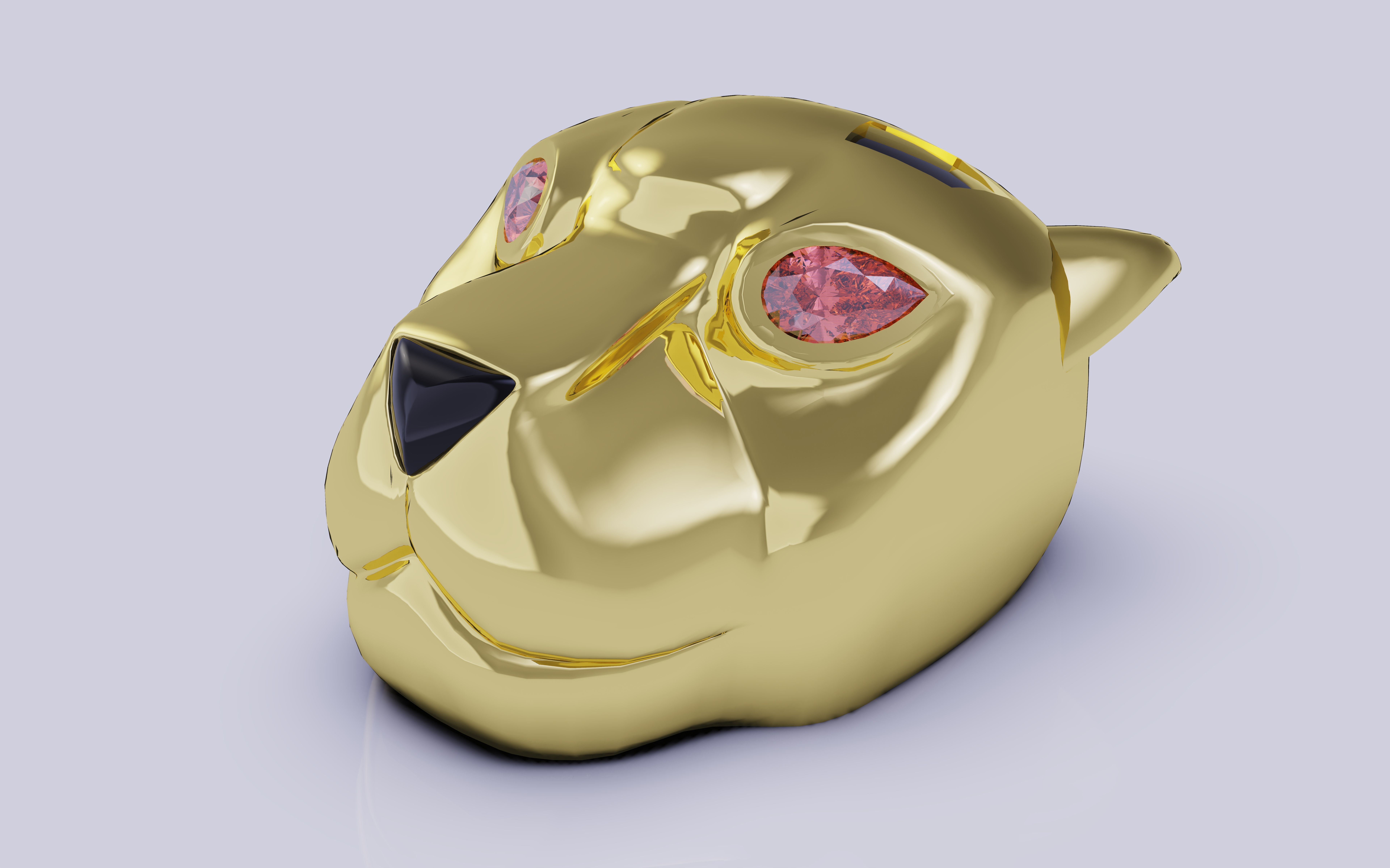 Panther head pendent 3D print model_11