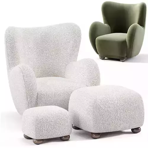 Lounge Chair With Ottomans By Vintage