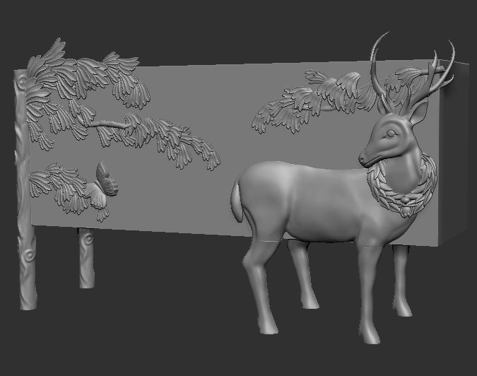 Handcarved Land and Sky Buffet 3D model_7