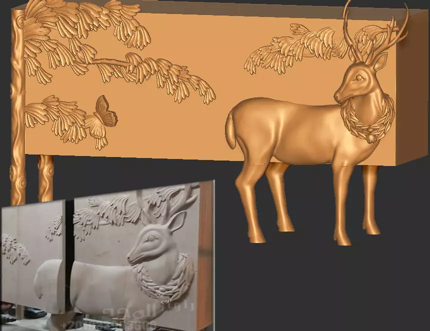 Handcarved Land and Sky Buffet 3D model_0