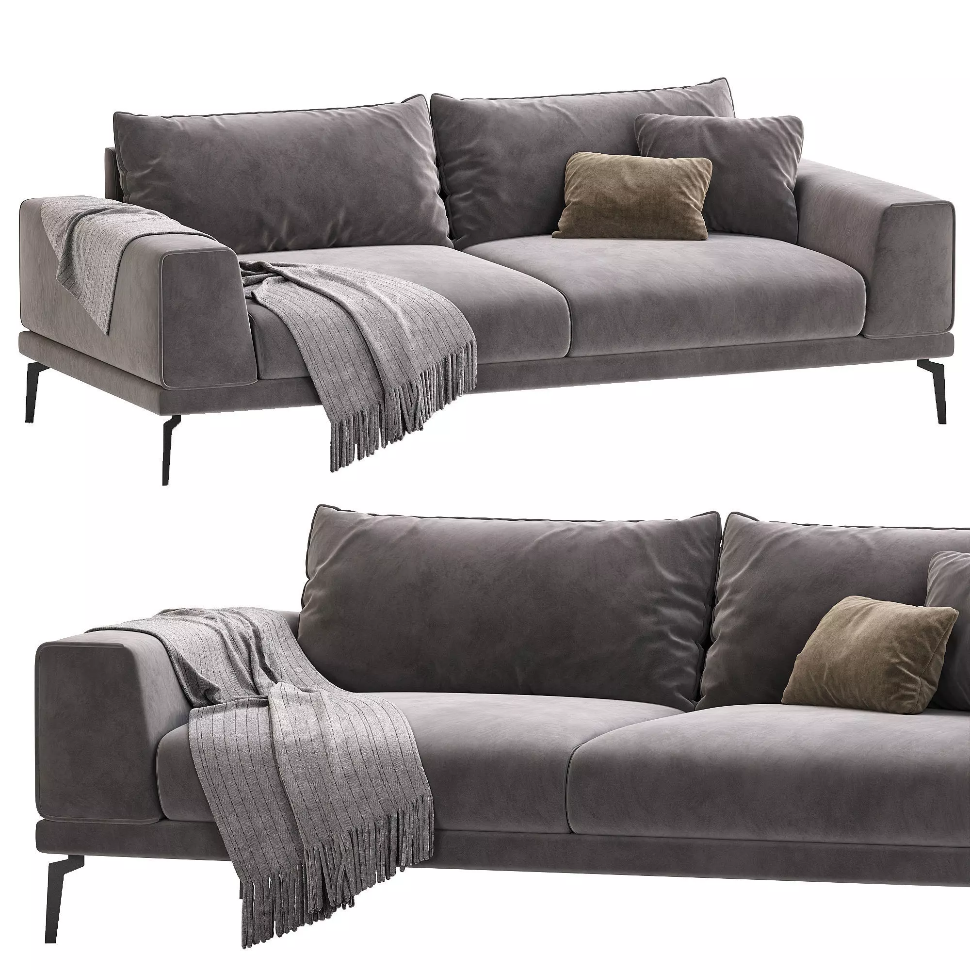 Raven 3 Seater Anthracite Sofa 3D model
