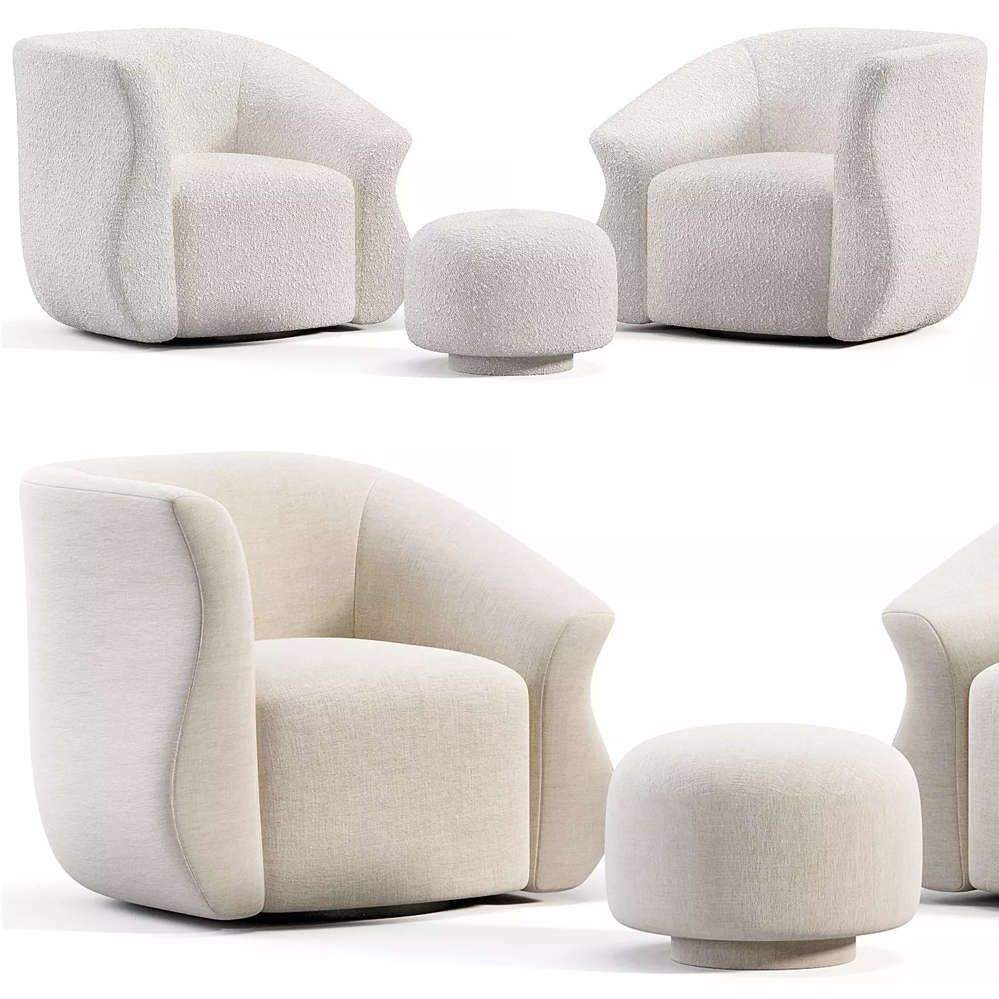 Pair Post Modern Swivel Chairs By 1stdibs Low-poly 3D model