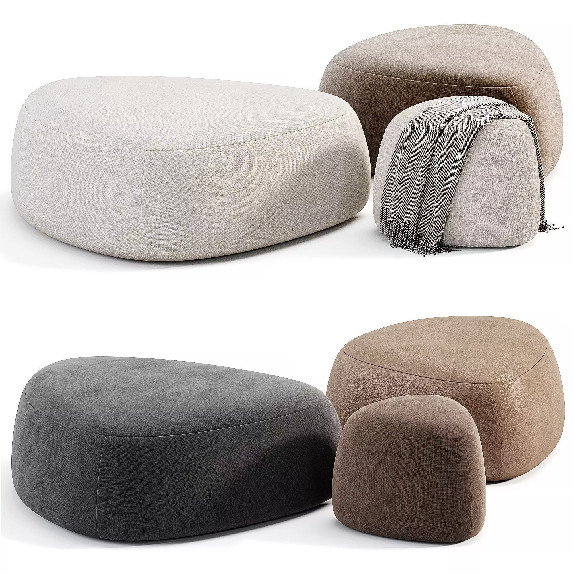 Pebble Ottoman By Westelm Low-poly 3D model_0