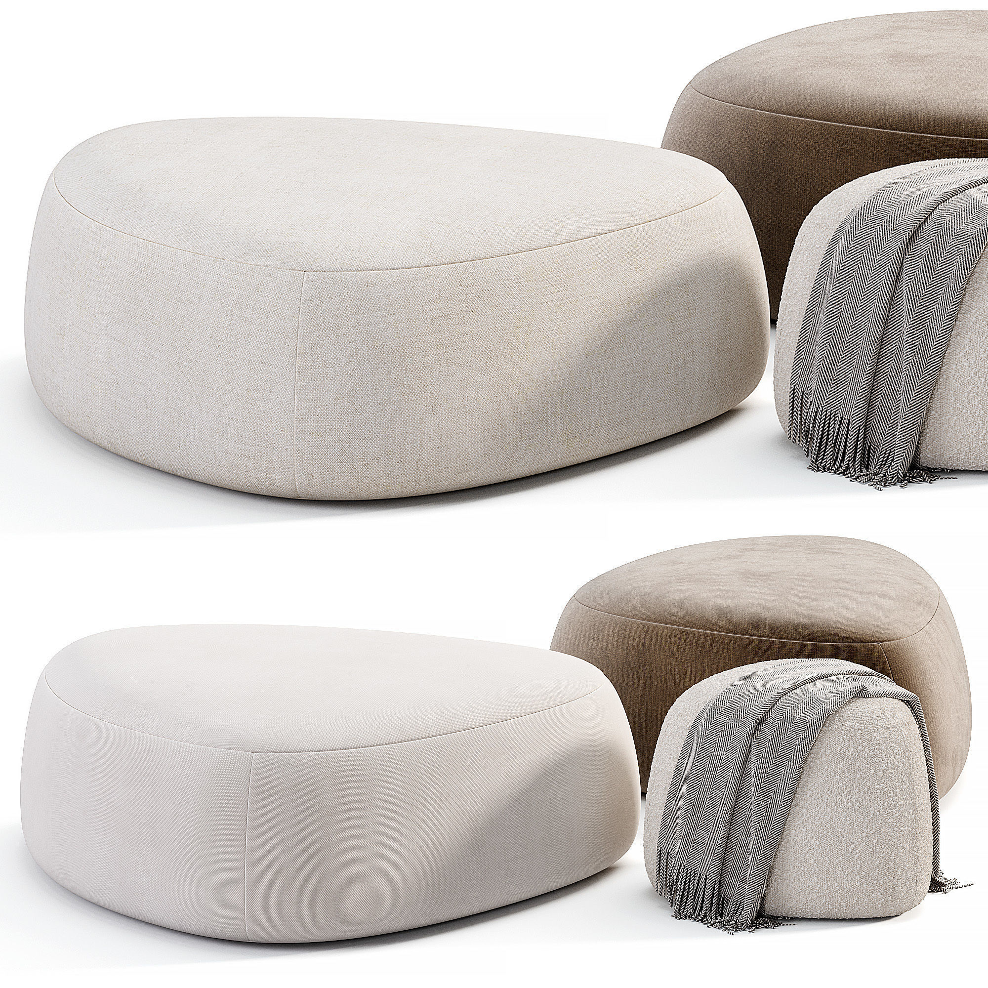 Pebble Ottoman By Westelm Low-poly 3D model_2