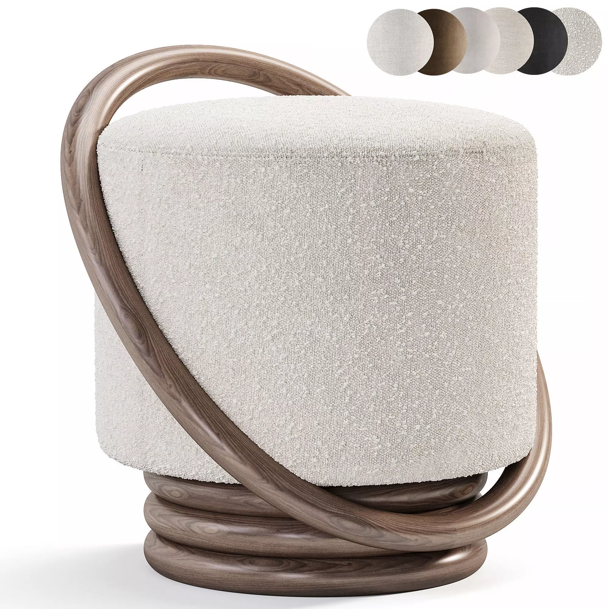 Hoop Walnut Stool By 1stdibs Low-poly 3D model_0