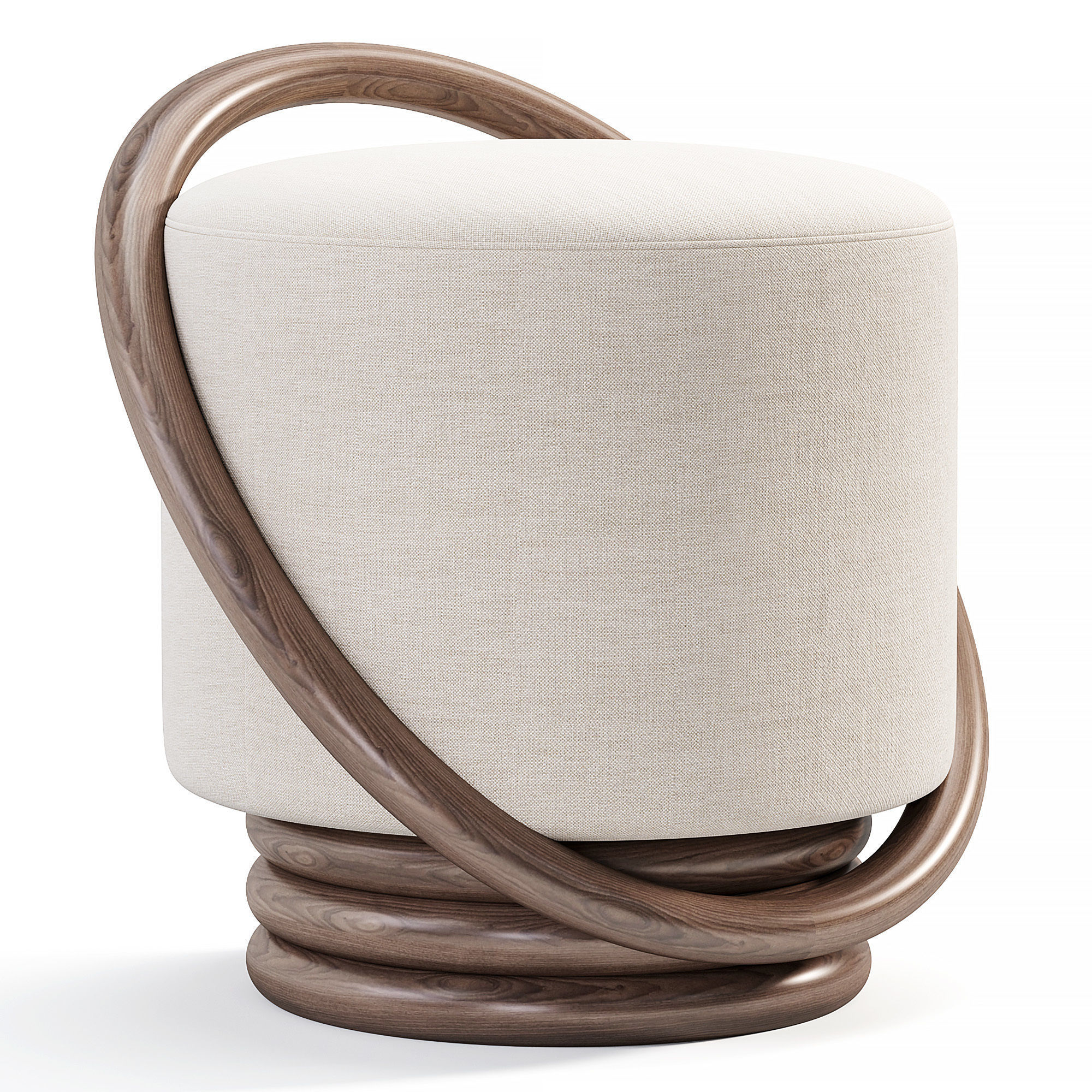 Hoop Walnut Stool By 1stdibs Low-poly 3D model_2