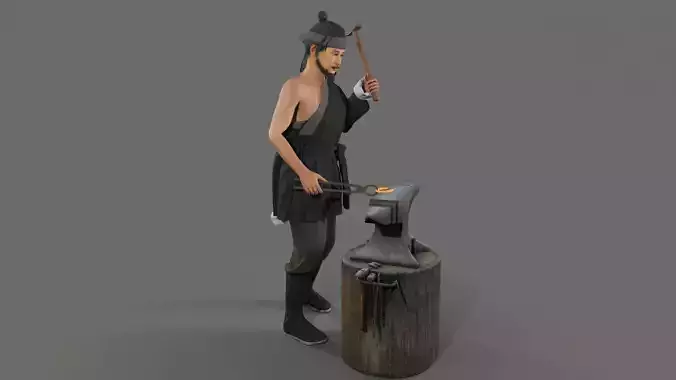 blacksmith character Low-poly 3D model