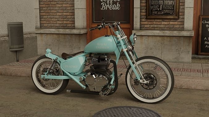 Custom Royal Enfield Chopper Low-poly 3D model