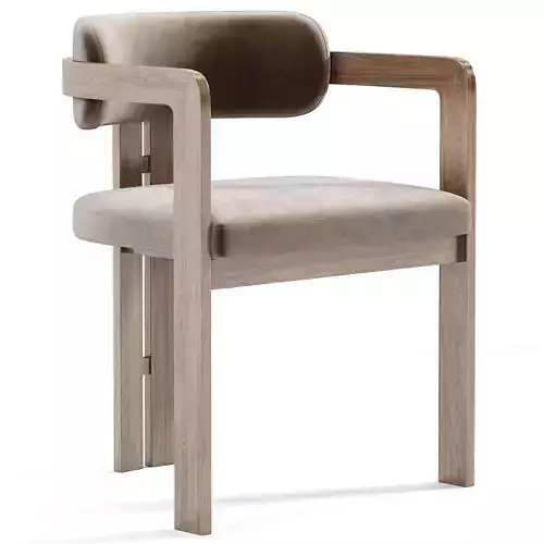 Curved Walnut Dining Chair Boucle