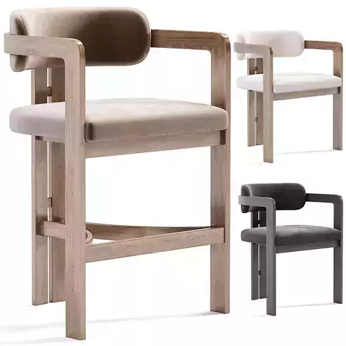 Curved Walnut Bar Stool