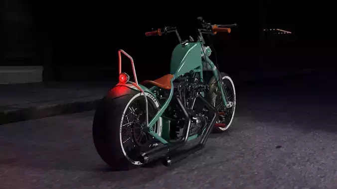 Custom Harley Davidson Chopper Low-poly 3D model