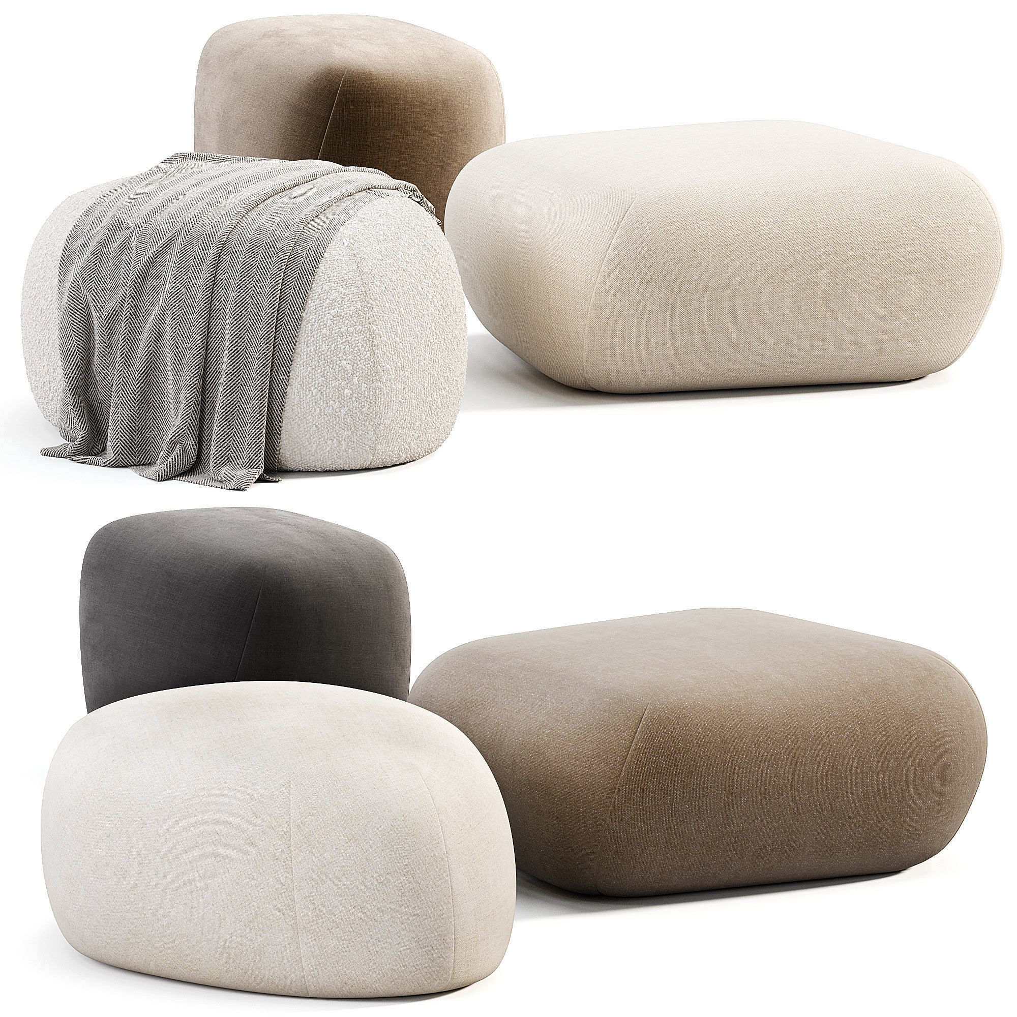 Pebble Rubble Pouf By Moroso Low-poly 3D model_1