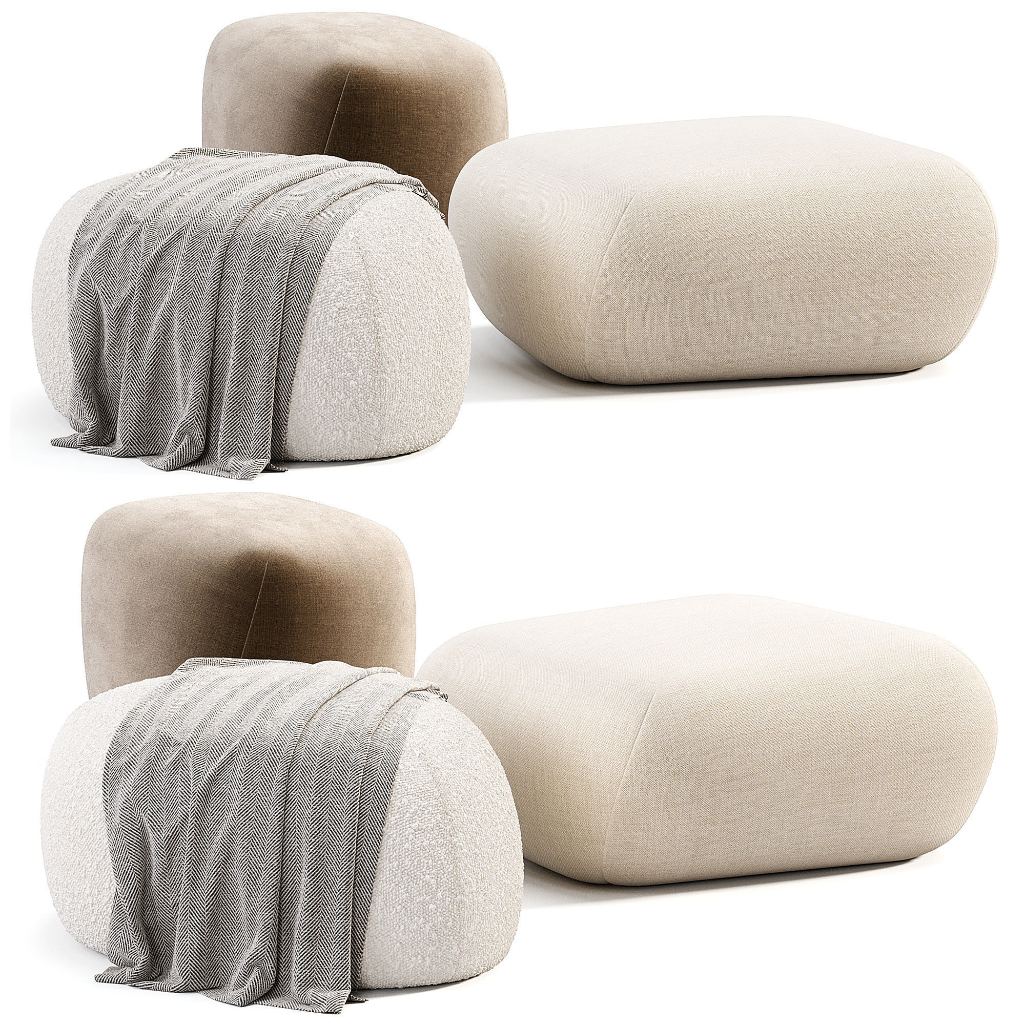 Pebble Rubble Pouf By Moroso Low-poly 3D model_2