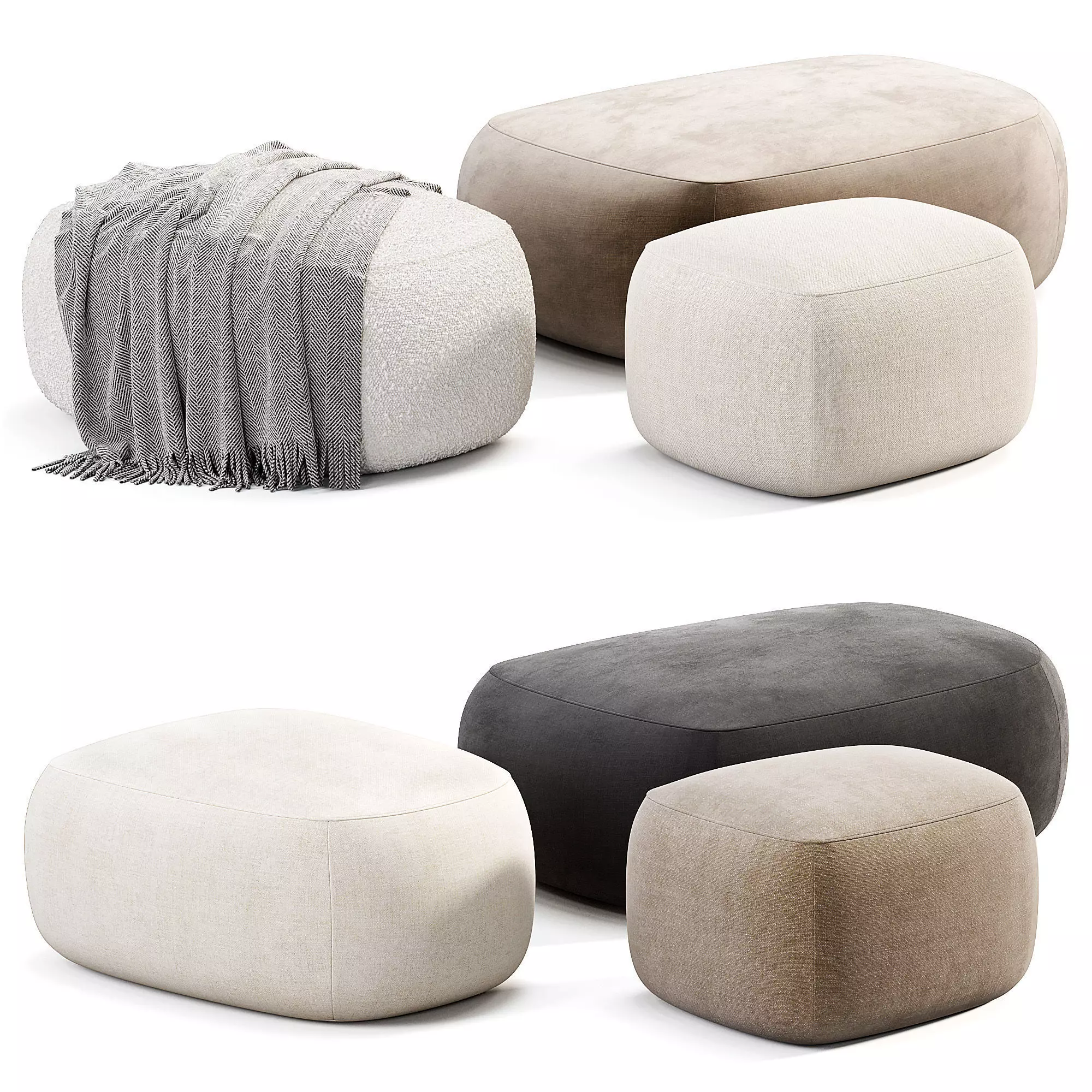 Asher Pouf By Roomandboard Low-poly 3D model