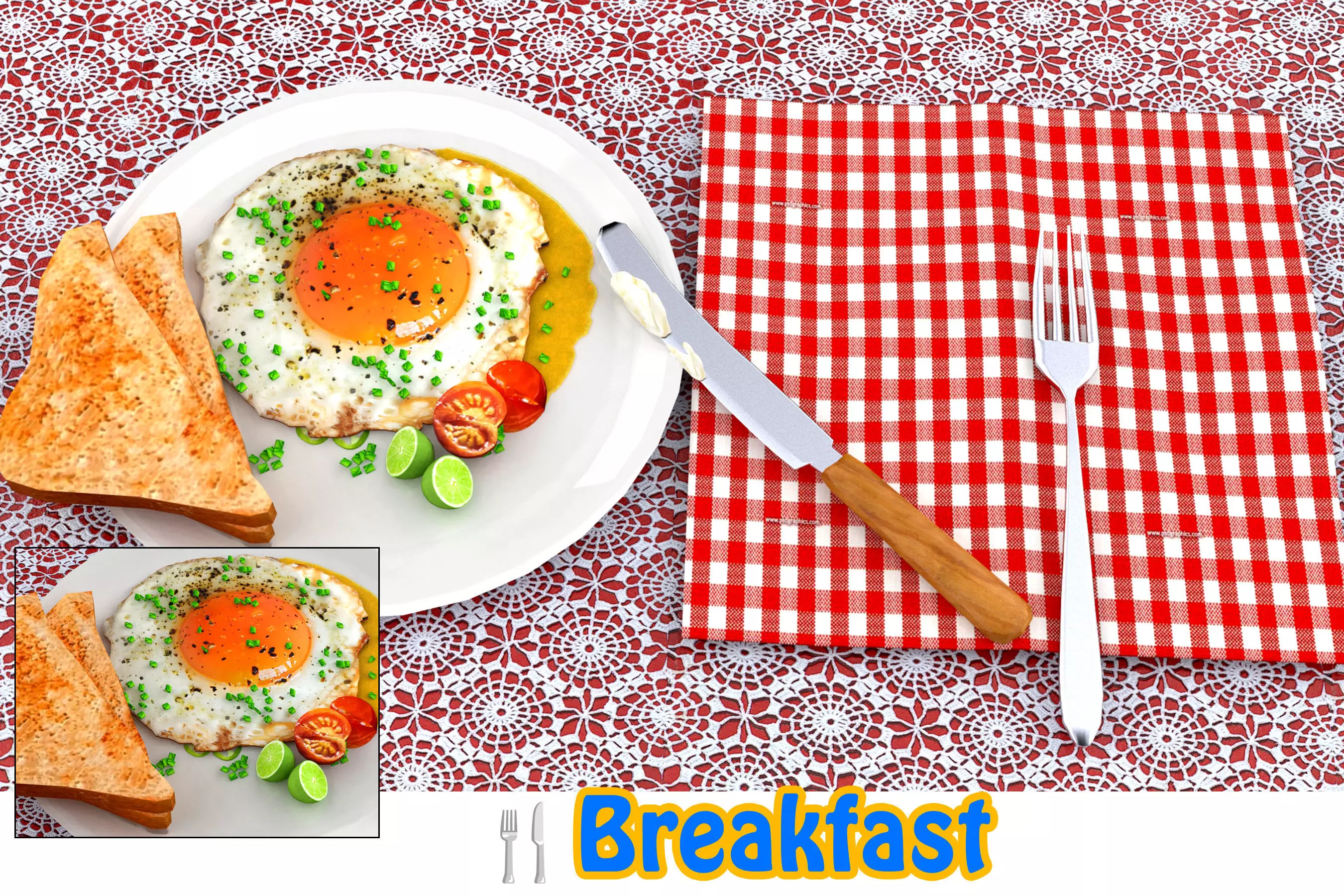 Breakfast 3D Low-poly 3D model