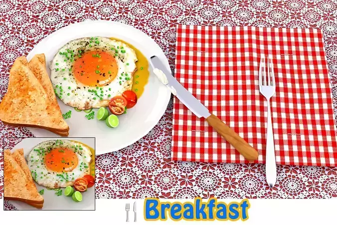 Breakfast 3D Low-poly 3D model