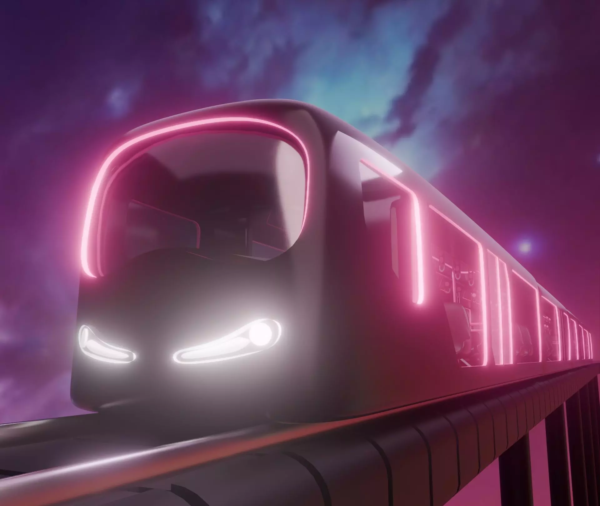 Sci-Fi Metro Train Low-poly 3D model