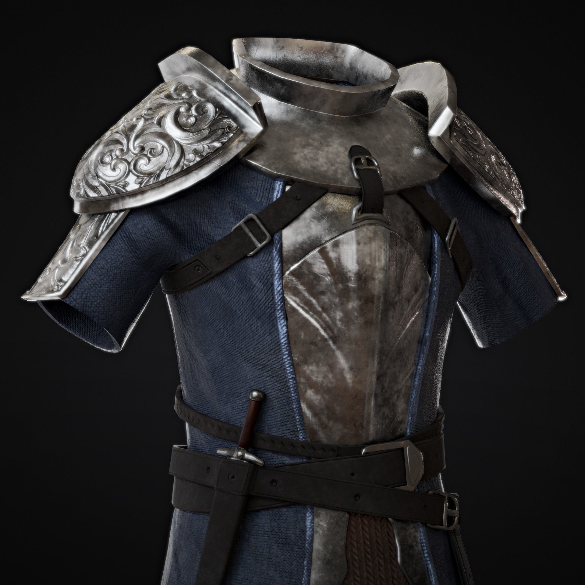 knight armor Low-poly 3D model_3