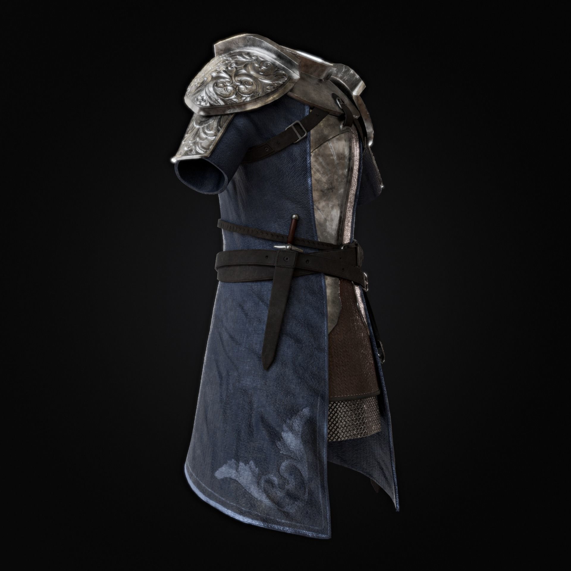 knight armor Low-poly 3D model_2